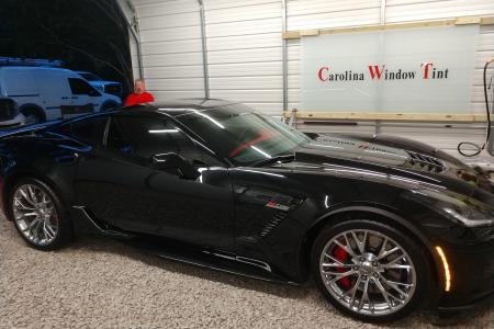 black sports car vehicle window tinting